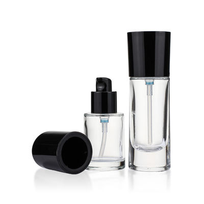 La pompe en verre claire d'OEM de forme accroupie met 30ml en bouteille a givré la surface douce