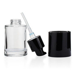 La pompe en verre claire d'OEM de forme accroupie met 30ml en bouteille a givré la surface douce