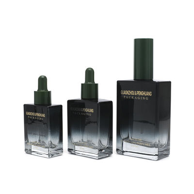 Bouteille en verre de compte-gouttes d'huile essentielle de 30ml 50ml 100ml de sérum de luxe vide cosmétique de place noire