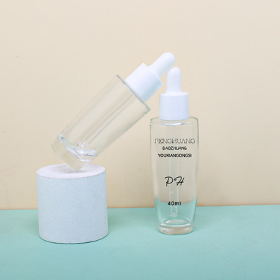 Bouteille en verre 40ml de sérum de lotion de compte-gouttes de presse de bouteille de compte-gouttes d'huile