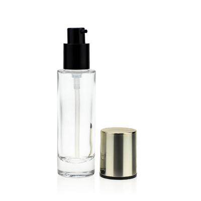 Emballage cosmétique de bouteille de pompe en verre de fond de teint liquide clair de 30 ml