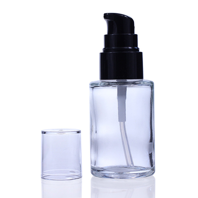 Bouteille de empaquetage F034 en verre de pompe de lotion de base liquide noire vide de bouteille