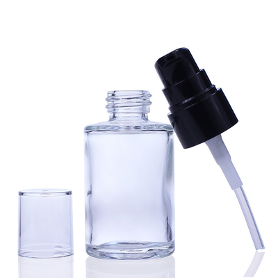 Bouteille de empaquetage F034 en verre de pompe de lotion de base liquide noire vide de bouteille