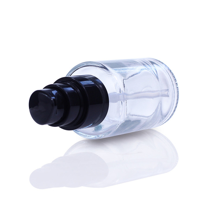 Bouteille de empaquetage F034 en verre de pompe de lotion de base liquide noire vide de bouteille