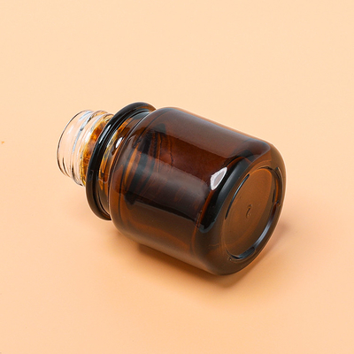 La base 30ml liquide ambre met la bouteille en bouteille en verre de compte-gouttes de cylindre
