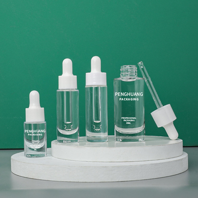 bouteilles en verre de empaquetage de compte-gouttes de sérum de 5ml 10ml 30ml de cosmétique en verre de bouteille