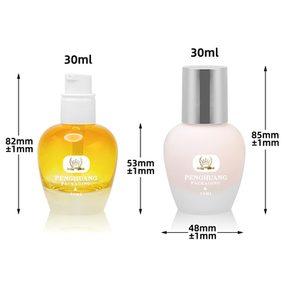 Bouteille cosmétique en verre de base de la couleur 30ml de base de bouteille de lotion de pompe d'emballage en gros en verre fait sur commande de soins de la peau