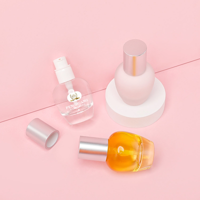 Bouteille cosmétique en verre de base de la couleur 30ml de base de bouteille de lotion de pompe d'emballage en gros en verre fait sur commande de soins de la peau