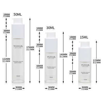 Bouteille en plastique 15ml 30ml 50ml de double de mur de bouteille de forme ronde ANIMAL FAMILIER en gros privé d'air de bouteille transparente