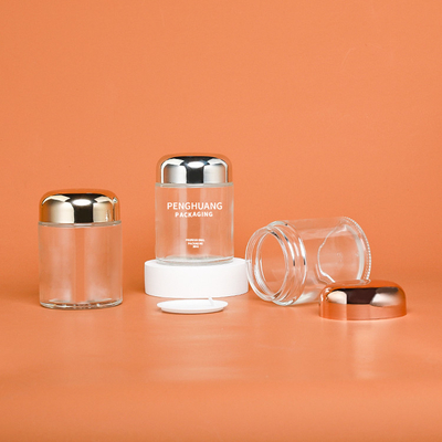 Conteneur rond en verre de la capsule 100g avec le pot en verre Packaing de Rose Golden Cap Sliver Cap