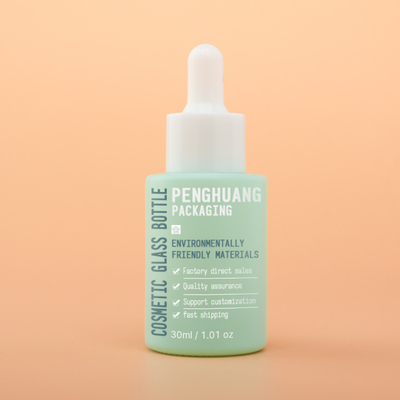 La pompe réglée de empaquetage cosmétique en verre de compte-gouttes de FDA la couleur verte 20ml 50ml 100ml de pistolage