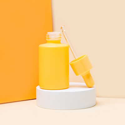 Le verre jaune de sérum de couleur d'OEM met l'emballage en bouteille de compte-gouttes d'huile