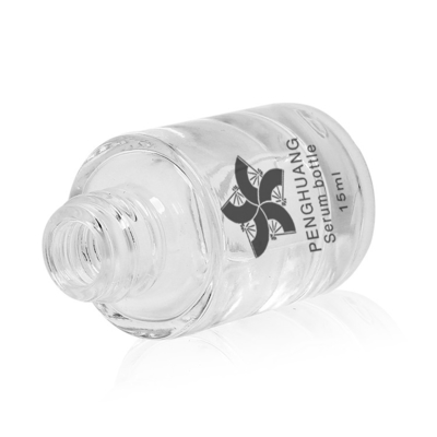 bouteille en verre ronde du cylindre 15ml avec le compte-gouttes en plastique blanc