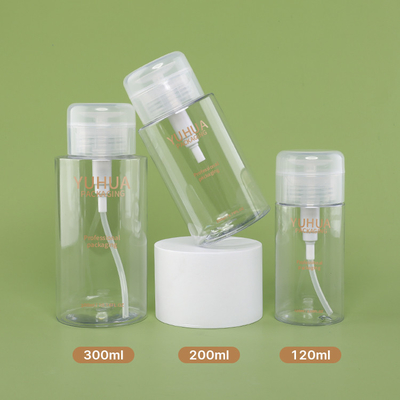 Toner 12ml 200ml 300ml de pompe de presse de bouteille d'emballage de dissolvant de bouteille en plastique clair