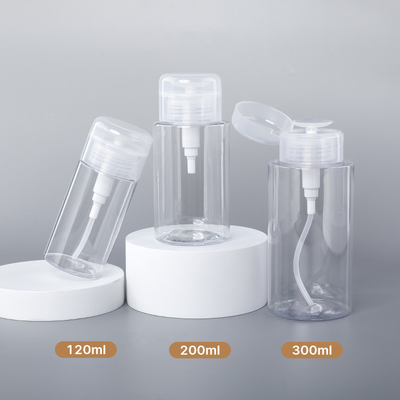 Toner 12ml 200ml 300ml de pompe de presse de bouteille d'emballage de dissolvant de bouteille en plastique clair