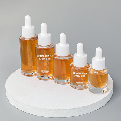 forme ronde en verre de empaquetage d'huile de bouteille de compte-gouttes de sérum de 15ml 20ml 30ml 40ml 50ml