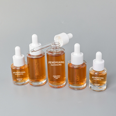 forme ronde en verre de empaquetage d'huile de bouteille de compte-gouttes de sérum de 15ml 20ml 30ml 40ml 50ml