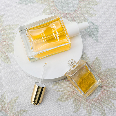 forme en verre de empaquetage de place d'huile de bouteille de compte-gouttes de sérum de 15ml 30ml 50ml 100ml