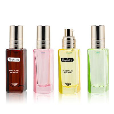 Le verre d'or de lotion de pompe met le vert en bouteille rose bleu Amber Semi Color Transparent 30ml
