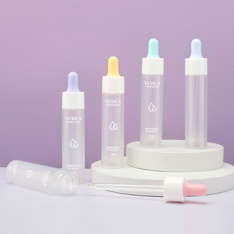 bouteille de empaquetage cosmétique de compte-gouttes d'huile essentielle de sérum de Macaron de couleur du cylindre 1oz de bouteille blanche de sérum