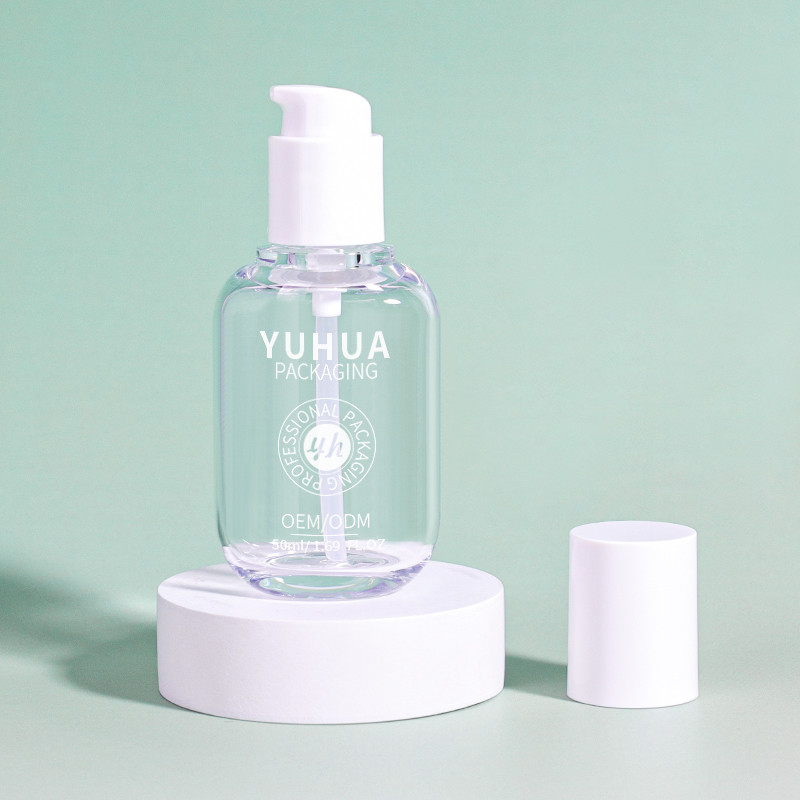 Logo personnalisé Bouteille de pompe de lotion de sérum vide clair bouteille cosmétique en plastique de luxe avec pompe