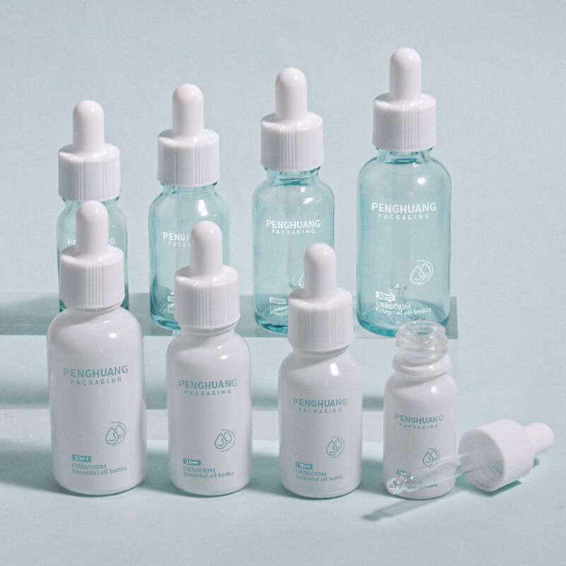 Gouttelier d'huile de verre Logo de bouteille de verre Contenant lisse sur mesure Conçu pour les huiles essentielles, les sérums et les applications cosmétiques