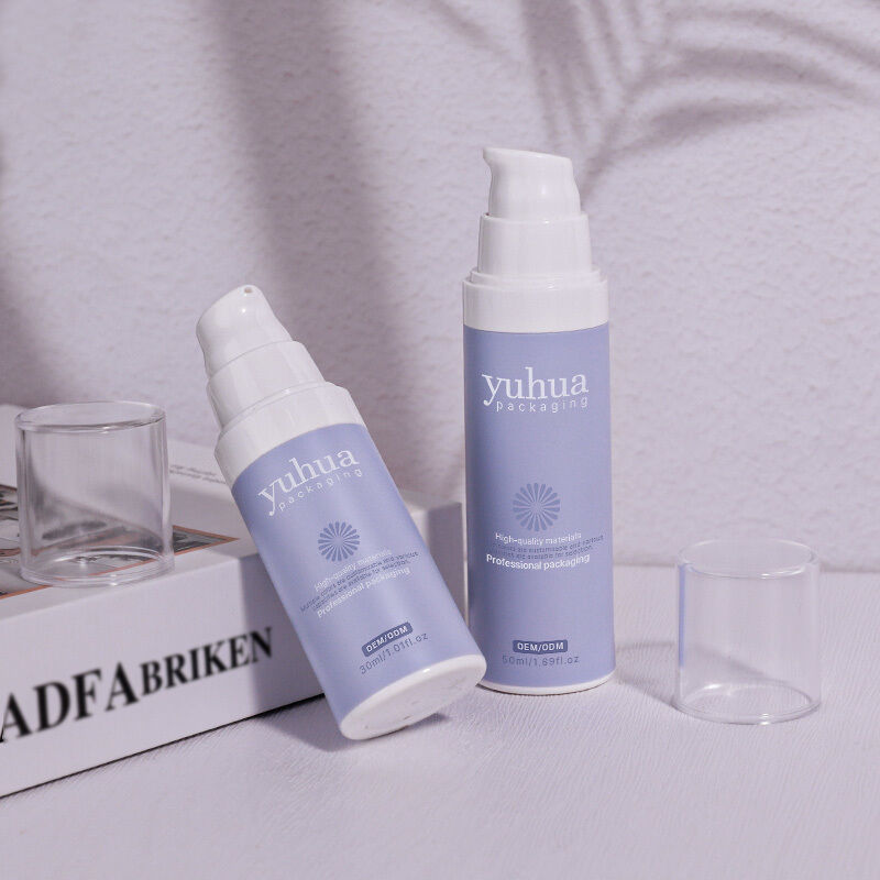 Bouteille de lotion en plastique recyclable avec pompe sans air et bouchon à vis pour emballage de tonifiant de sérum cosmétique et impression de logo personnalisé