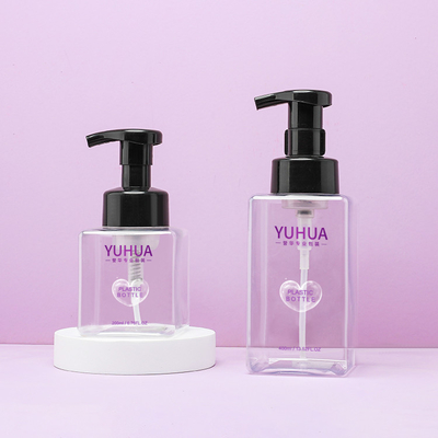 bouteille en plastique de pompe de mousse de forme de 250ml 400mlsquare avec la conception noire de pompe de mousse