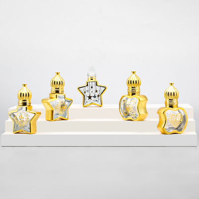 Emballage cosmétique de luxe en rouleau de verre sur bouteille avec bouchon d'or