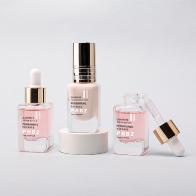 Bottes d' huile capillaire sérum15 ml emballage cosmétique Bouteilles de fondation liquide carré