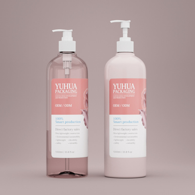 Bouteille de lotion en plastique en gros Blanc1000ml Bouteille de shampooing et de conditionneur en PET personnalisé