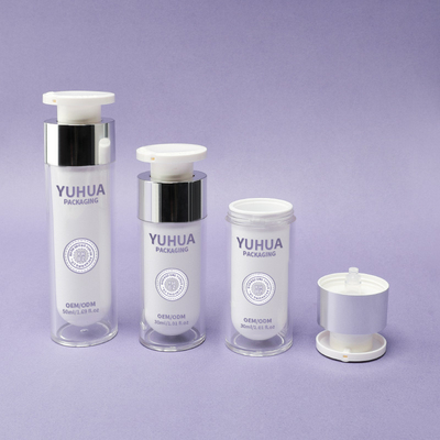 Flacon airless en plastique à double paroi 30ml 50ml Flacon pompe airless transparent