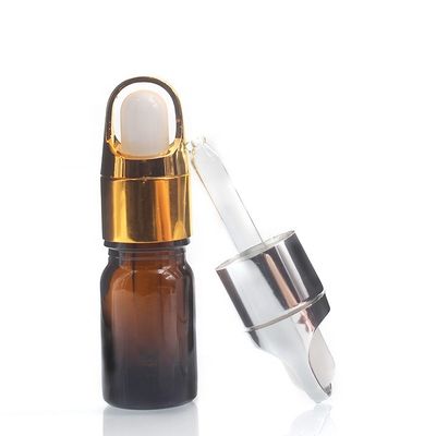 Bouteilles faites sur commande d'huile essentielle de la couleur 5ml de compte-gouttes d'Amber Color Glass Bottles With