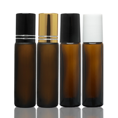 Sérum de parfum empaquetant Amber Glass Essential Oil Bottle 8ml avec le chapeau de boule de commande