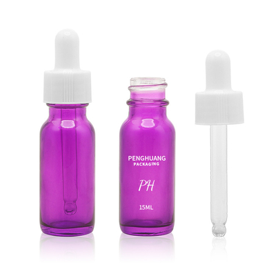 le verre pourpre de 15ml 60ml 120ml Boston met le compte-gouttes en bouteille blanc