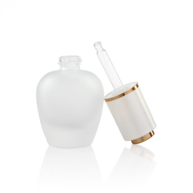 La plus nouvelle conception 30ml de Penghuang autour du visage en verre givré blanchissant la bouteille de sérum avec le couvercle en aluminium de luxe