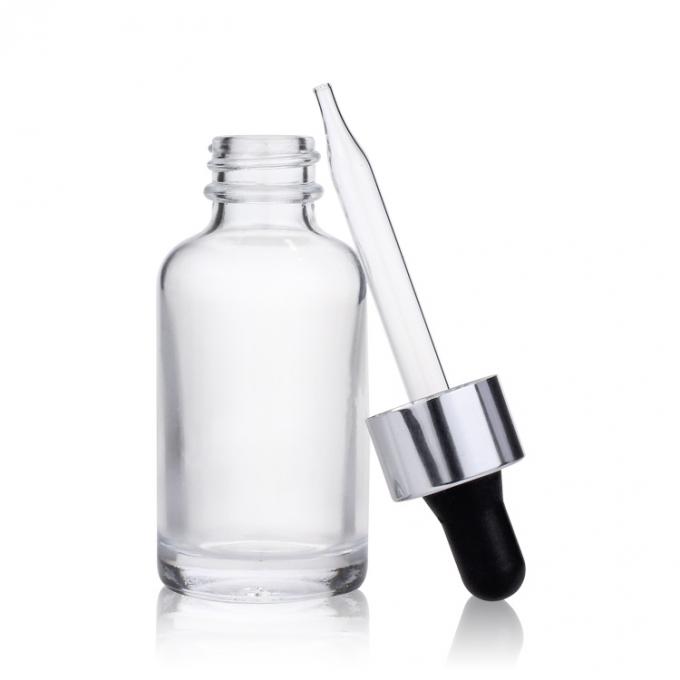 Bouteille cosmétique en verre claire de compte-gouttes de sérum cosmétique fait sur commande d'emballage pour l'huile essentielle de sérum