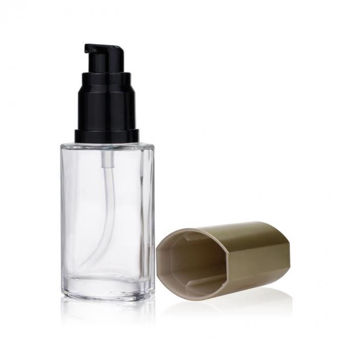 Bouteille cosmétique de luxe de base de bouteille en verre de l'emballage 40ML avec la pompe d'or pour le maquillage