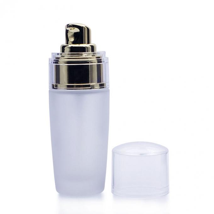 bouteille cosmétique de pompe de lotion de bouteille en verre de base de pompe et de couverture de l'or 50ml
