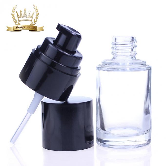 30ml vide emballant la bouteille en verre de conteneur de base liquide cosmétique de maquillage avec la pompe noire