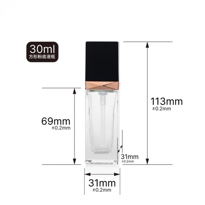 Concevez la bouteille en fonction du client vide givrée claire en verre de base de place cosmétique de l'emballage 30ml avec le couvercle à visser