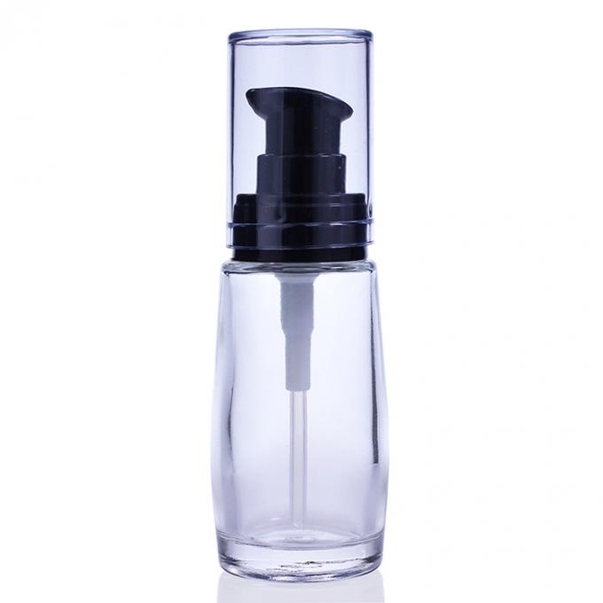 concevez la bouteille en fonction du client cosmétique en verre de la base 30ml avec la pompe de mode pour le maquillage liquide