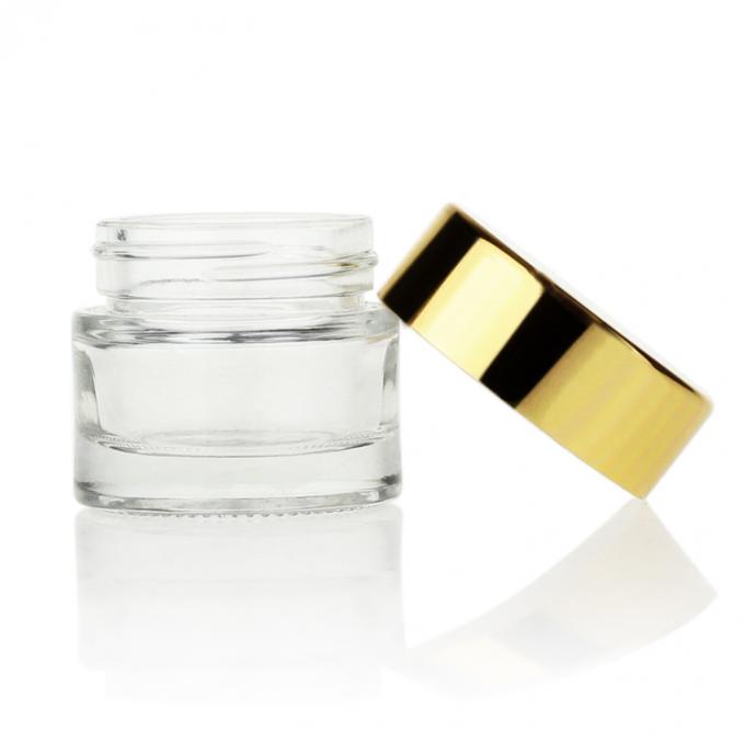 Pot crème cosmétique en verre clair 10g d'aperçu gratuit d'OEM de couverture de luxe en gros d'or pour la crème