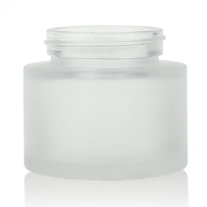 Pot cosmétique en verre givré 50g de conteneur crème des prix bon marché avec le couvercle acrylique de luxe d'or