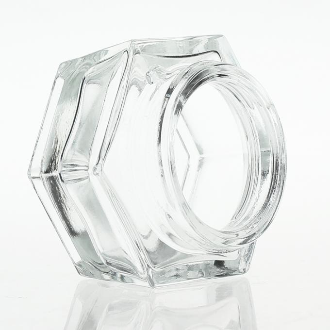 Les soins de la peau transparents d'usine cognent le pot 50g cosmétique carré en verre avec le chapeau et la couverture acryliques