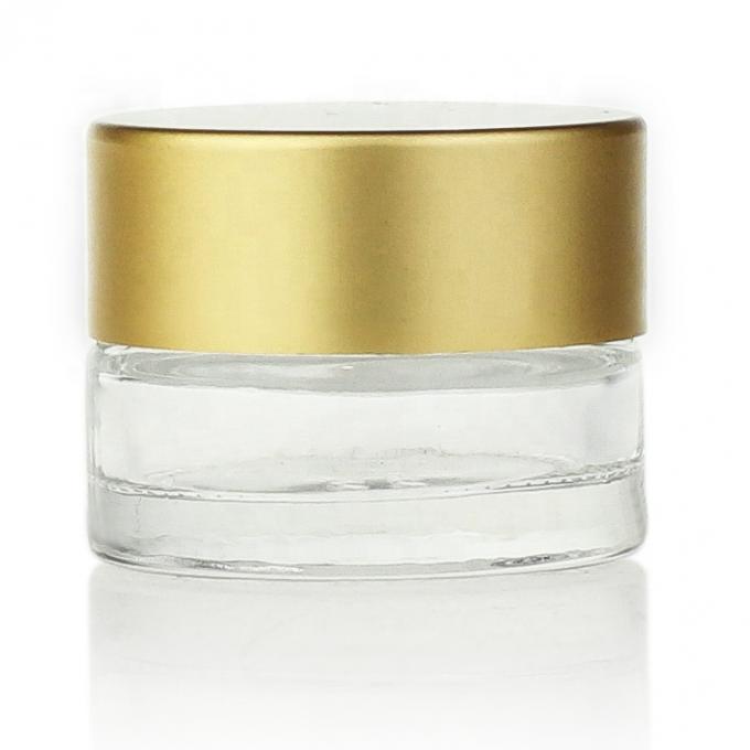 Pot crème cosmétique de 3ml 5ml 10ml 15ml 20ml en verre clair en gros d'or avec des couvercles