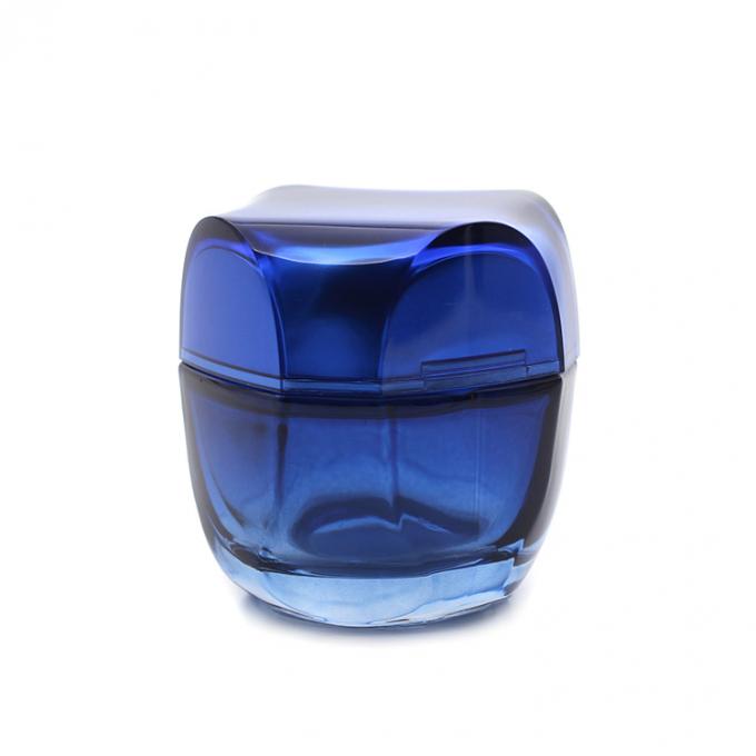 Ensemble en verre de vente chaud de pot de pot cosmétique bleu vide de luxe de haute qualité de la place 50g