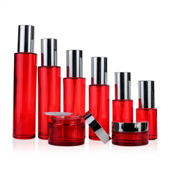 Ensemble de conteneurs de lotion de voyage portatif de luxe rouge en gros de bouteille/pot de crème et bouteille de empaquetage cosmétiques de lotion