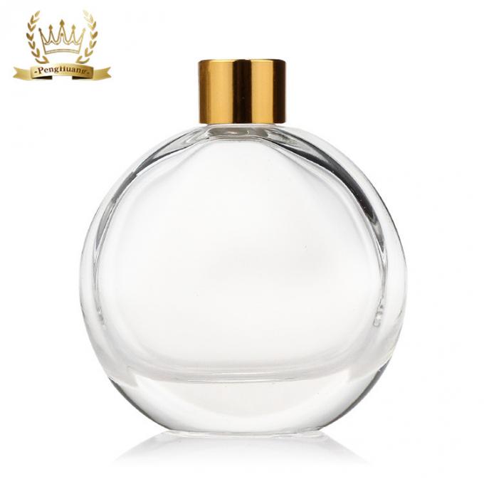 Arome vide rond plat de parfum d'ambiance Reed Diffuser Bottle de verre avec des bâtons de rotin